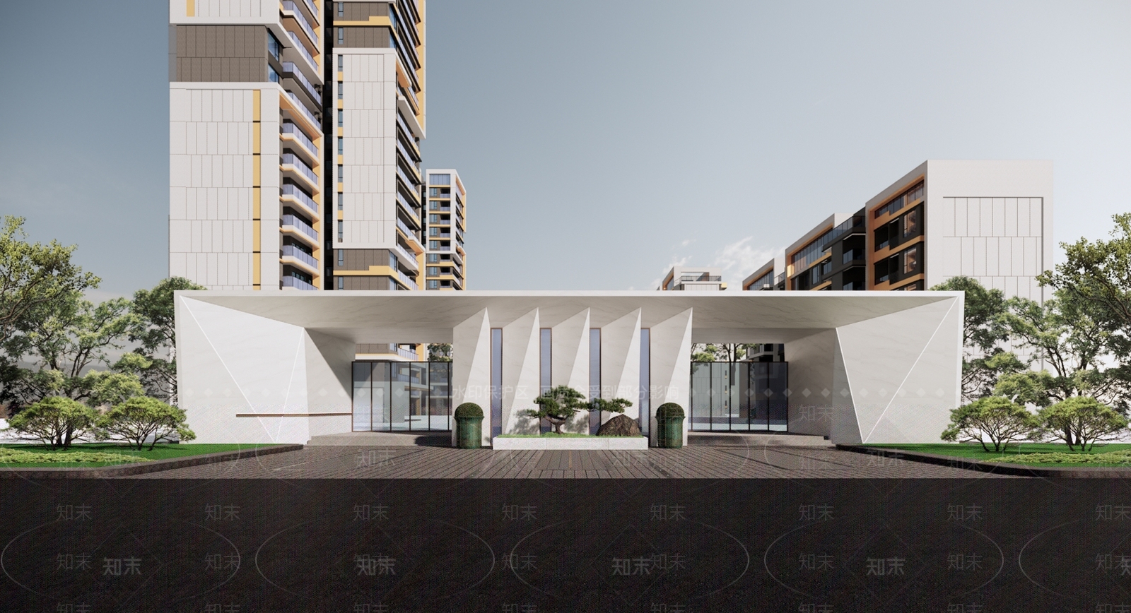 现代小区建筑SU模型下载【ID:1187686359】