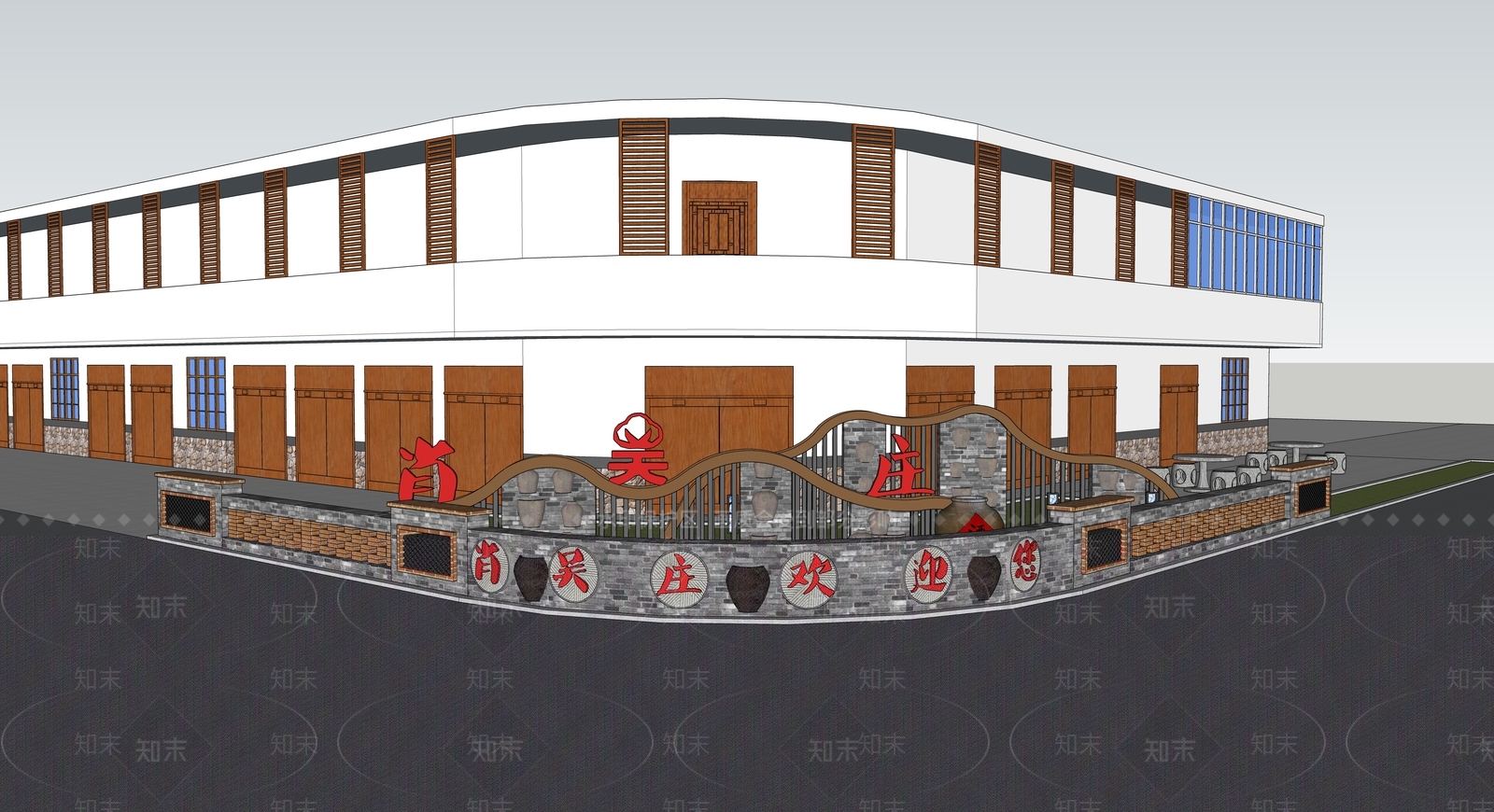 新中式现代景墙SU模型下载【ID:1187687067】