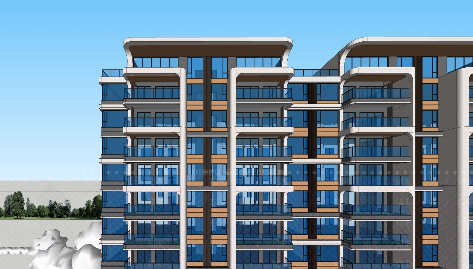 现代多层住宅SU模型下载【ID:1187687099】