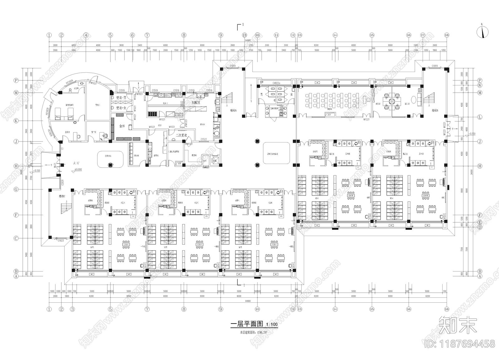 现代幼儿园cad施工图下载【ID:1187694458】