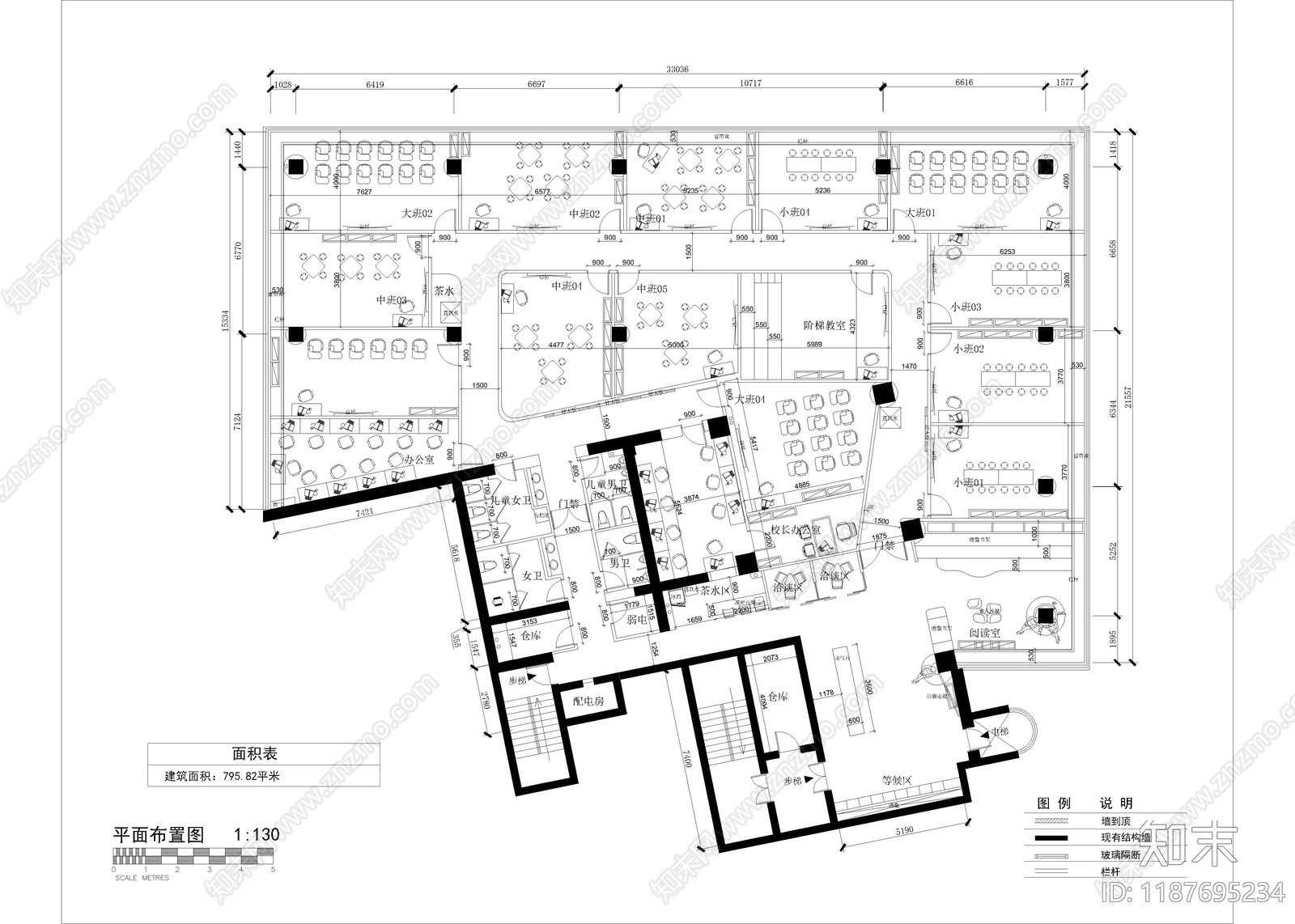 现代幼儿园施工图下载【ID:1187695234】