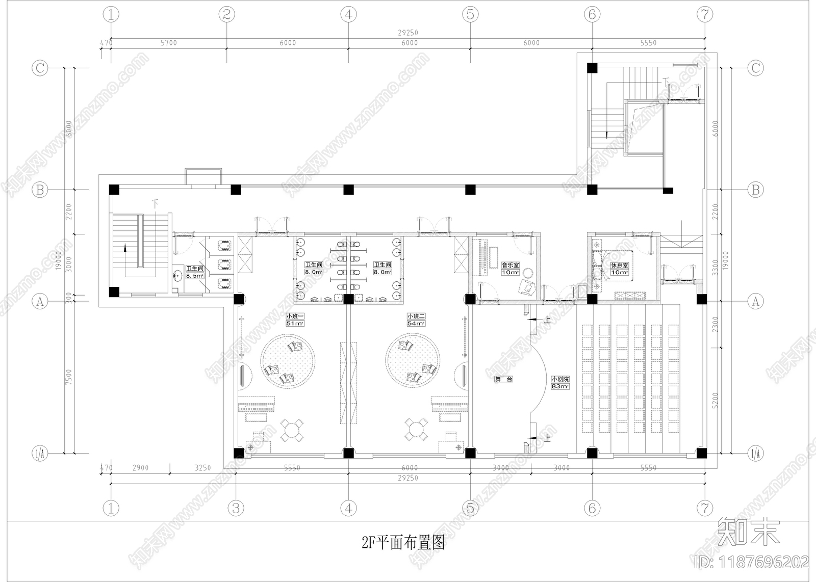 现代幼儿园cad施工图下载【ID:1187696202】