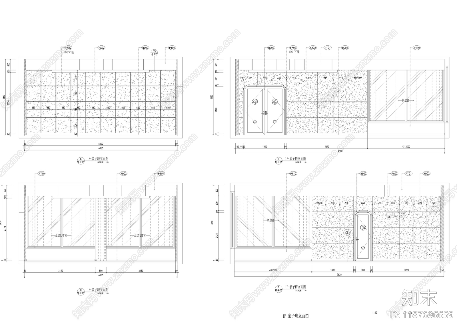 现代幼儿园cad施工图下载【ID:1187696659】