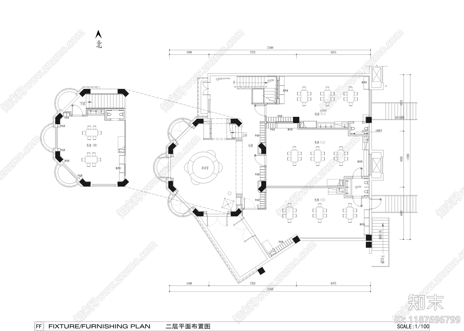 现代幼儿园施工图下载【ID:1187696799】