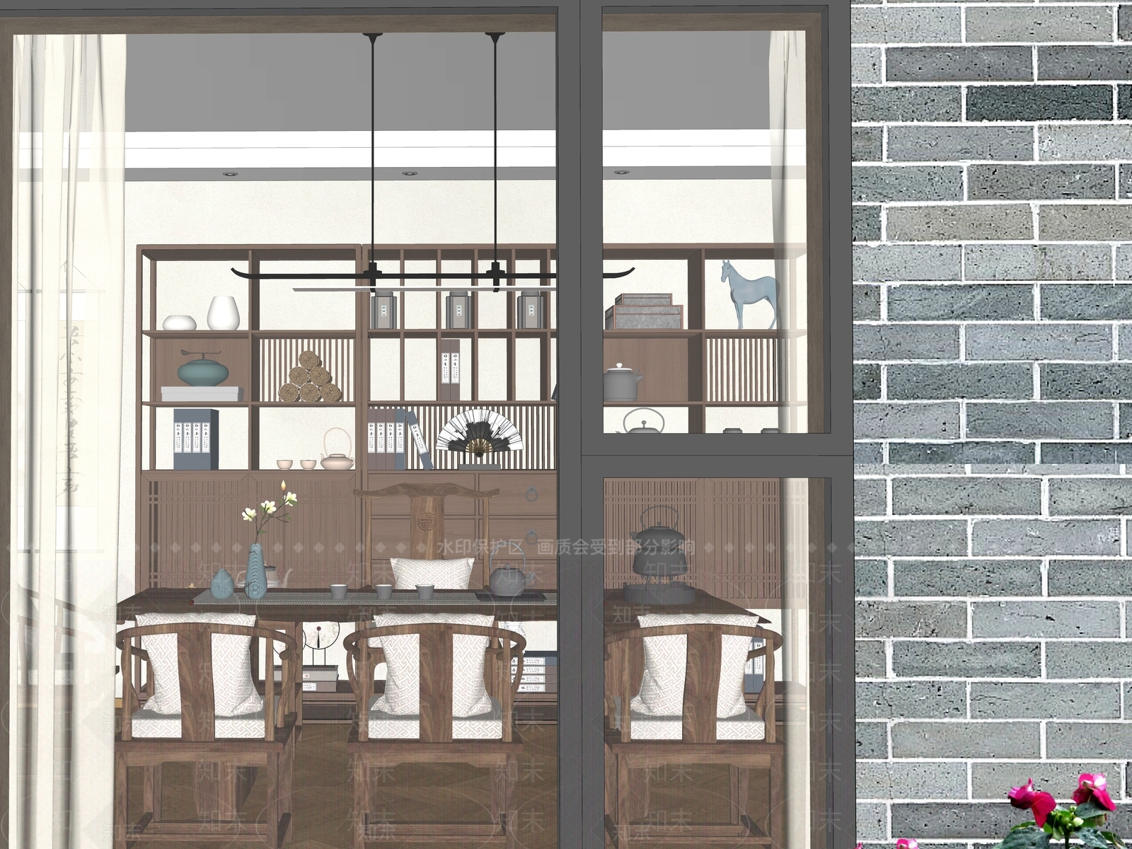 新中式会所SU模型下载【ID:1187698800】