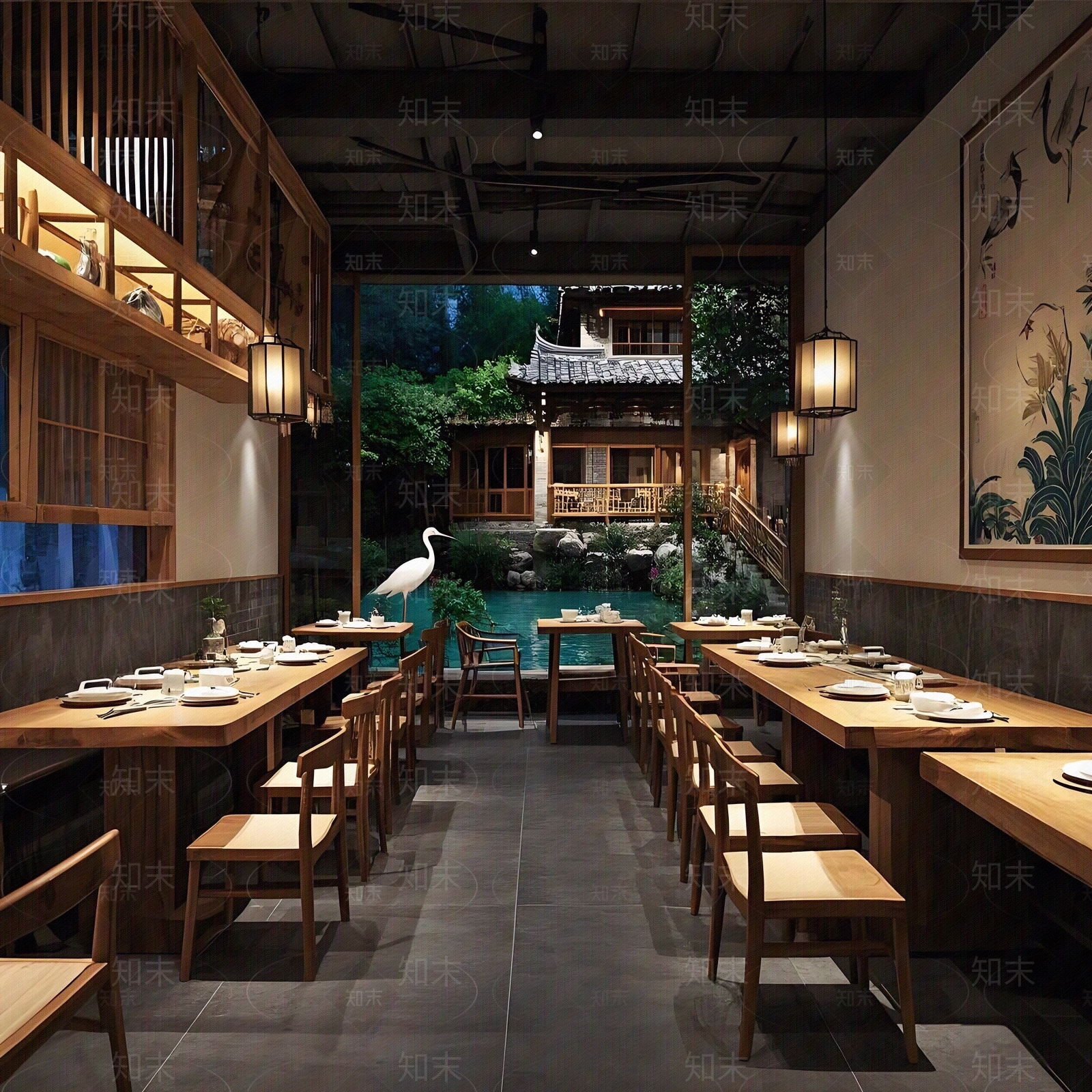 新中式餐厅贴图下载【ID:1187699024】