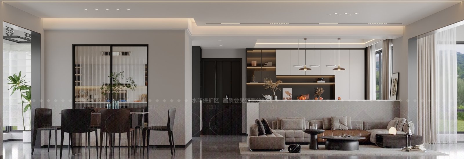 现代客餐厅3D模型下载【ID:1215046515】