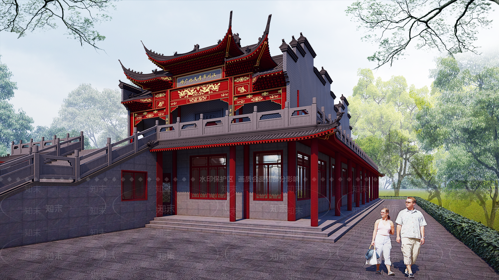 新中式中式古建筑SU模型下载【ID:1187705604】