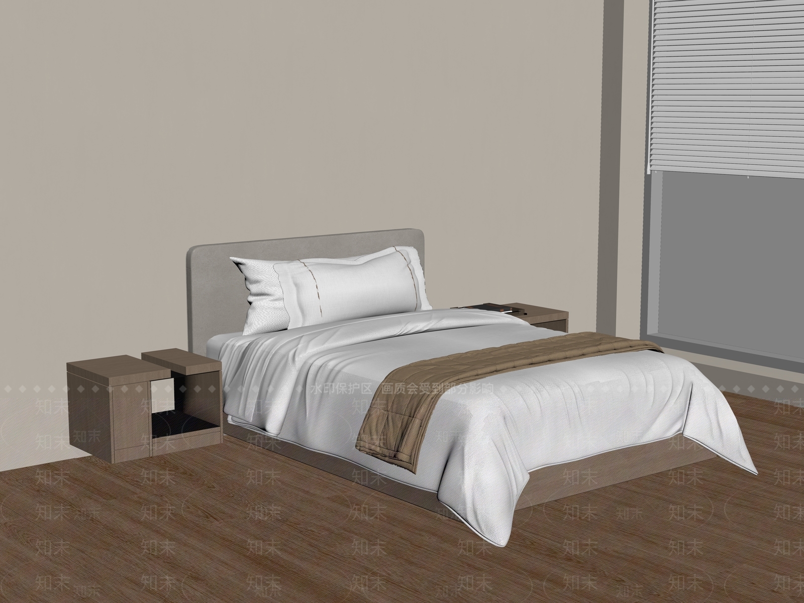 现代单人床SU模型下载【ID:1187707718】