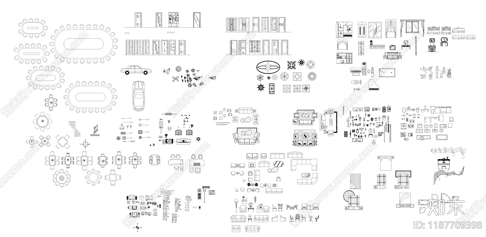 综合家具图库cad施工图下载【ID:1187709398】