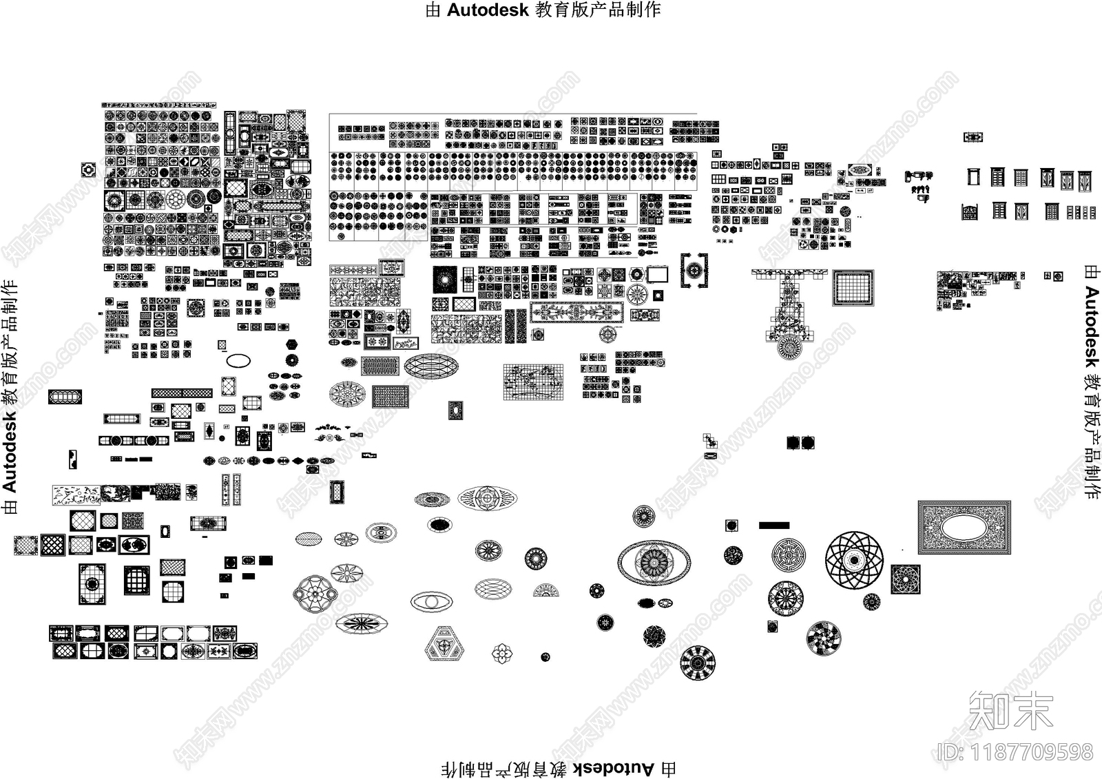 现代地面拼花cad施工图下载【ID:1187709598】