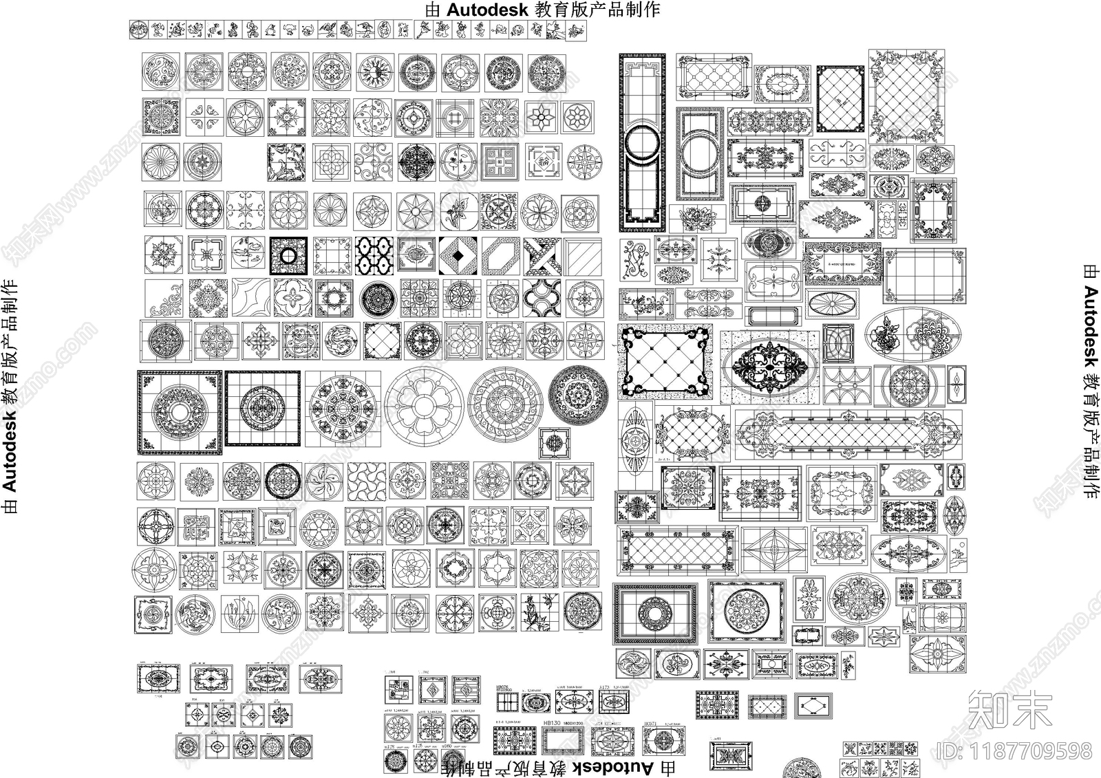 现代地面拼花cad施工图下载【ID:1187709598】