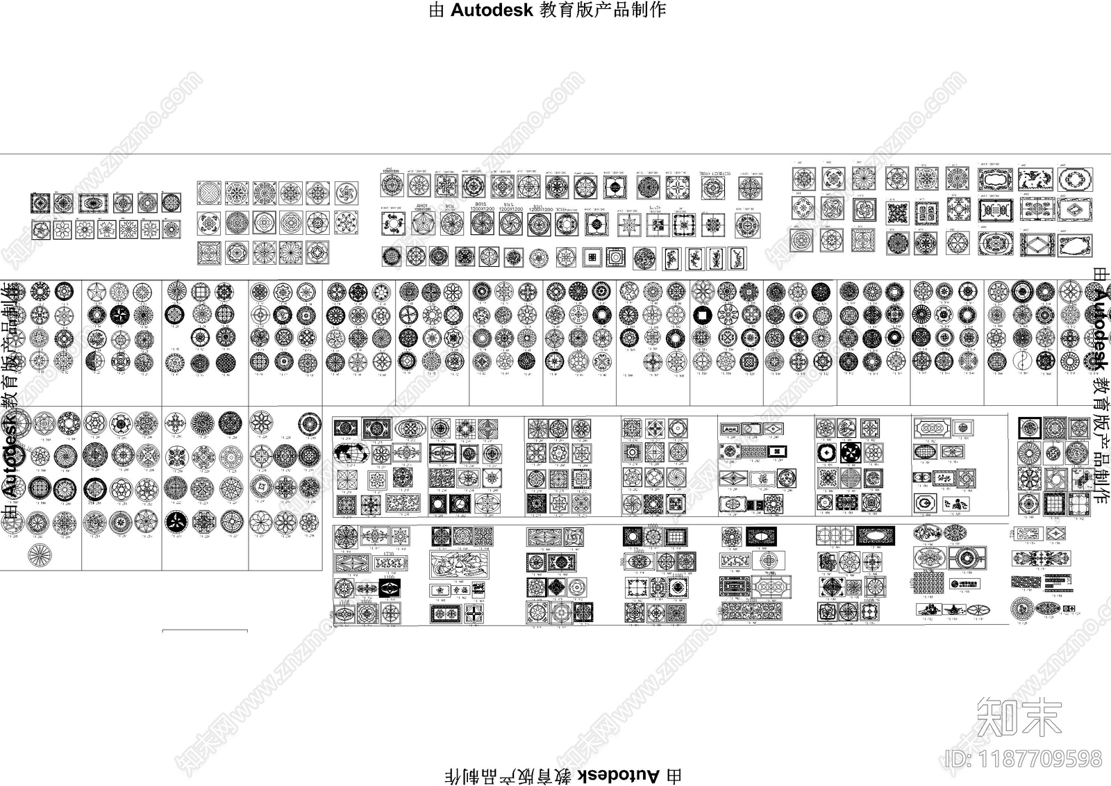 现代地面拼花cad施工图下载【ID:1187709598】