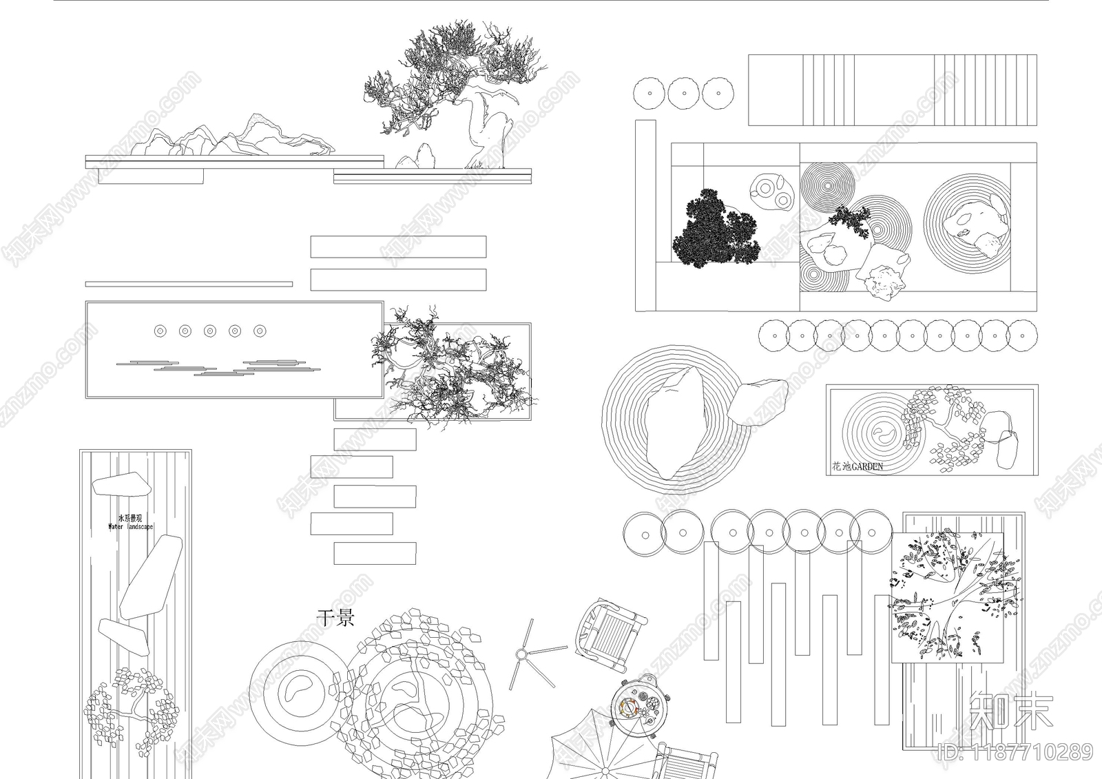现代综合植物图库cad施工图下载【ID:1187710289】