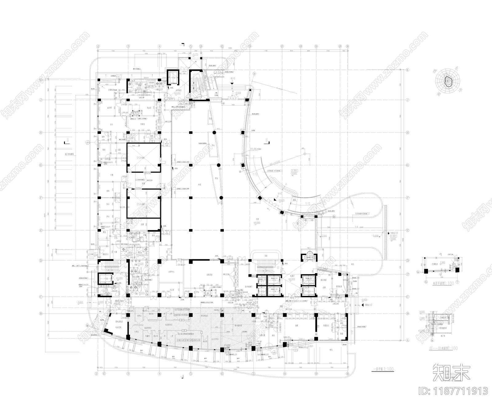 医院建筑cad施工图下载【ID:1187711913】