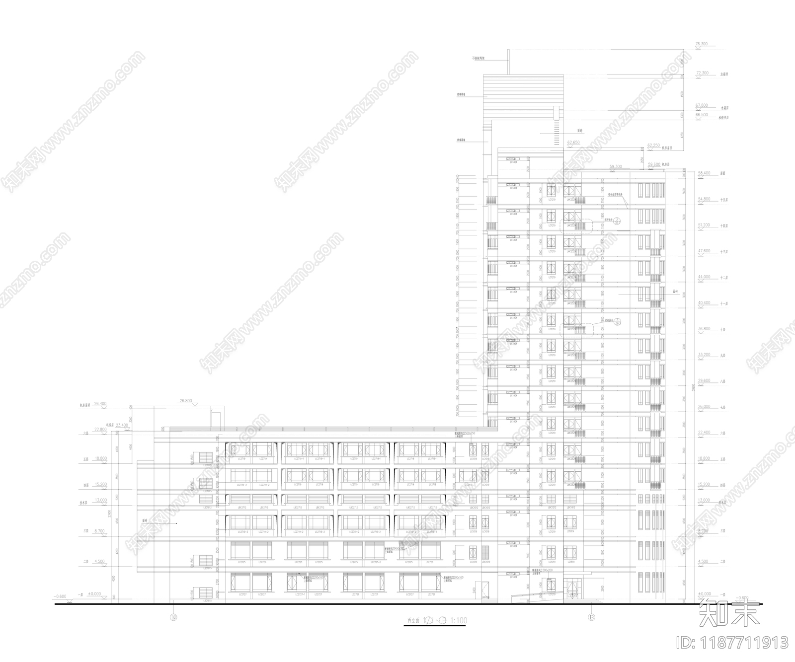 医院建筑cad施工图下载【ID:1187711913】
