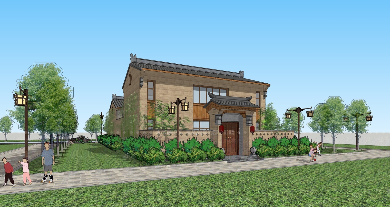 中式乡村民房SU模型下载【ID:1187712437】