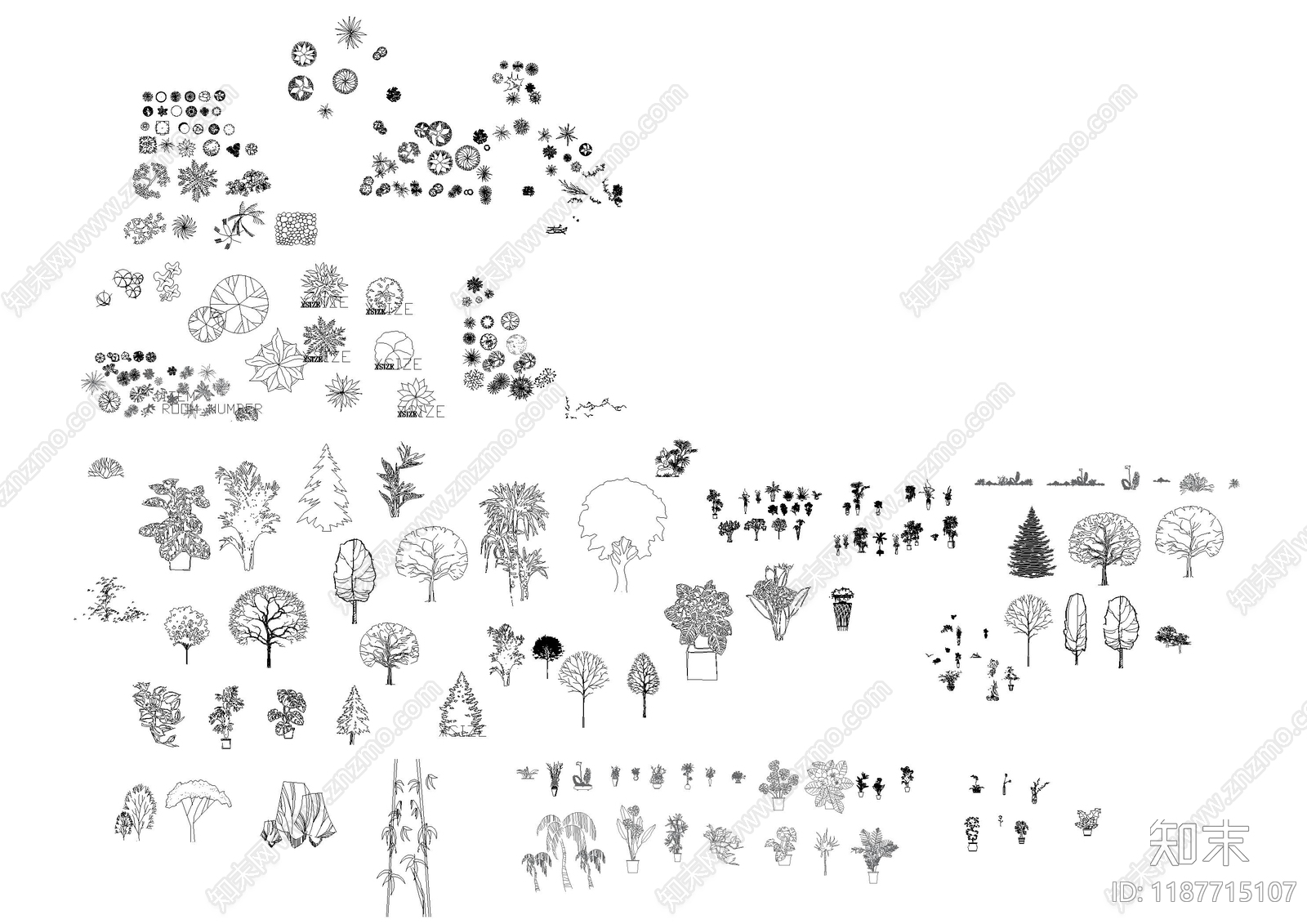 现代综合植物图库施工图下载【ID:1187715107】