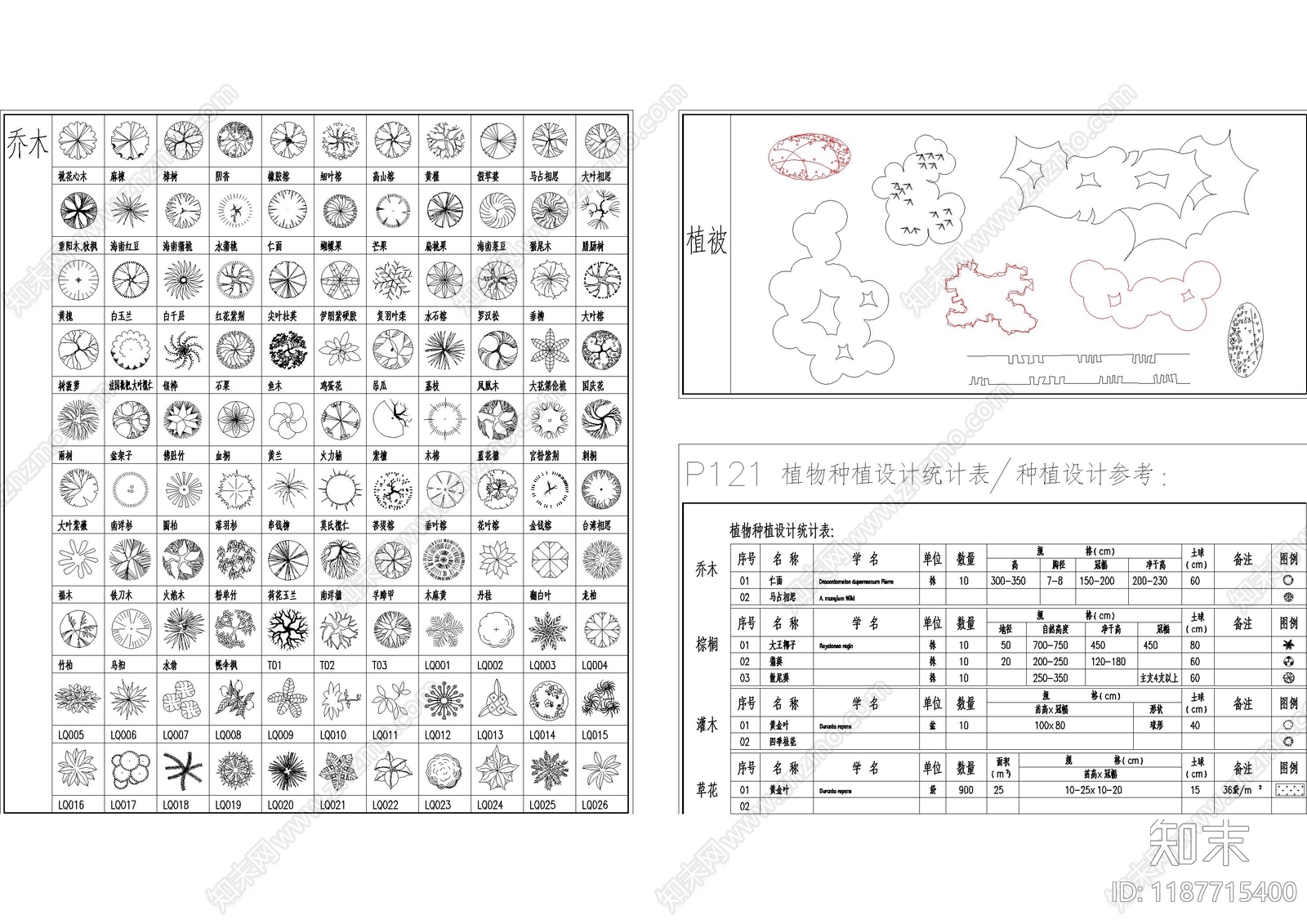 现代综合植物图库cad施工图下载【ID:1187715400】