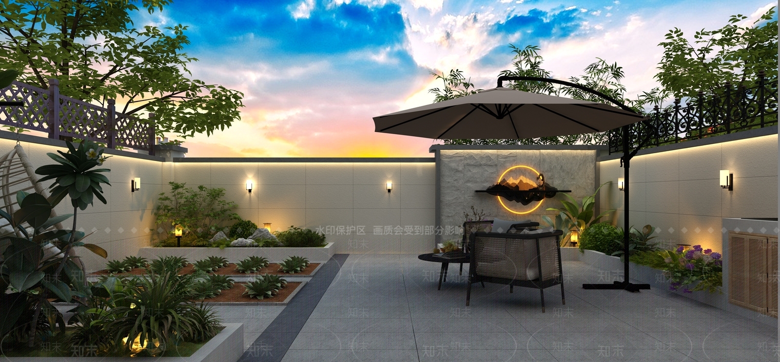 现代中式庭院3D模型下载【ID:1187715584】