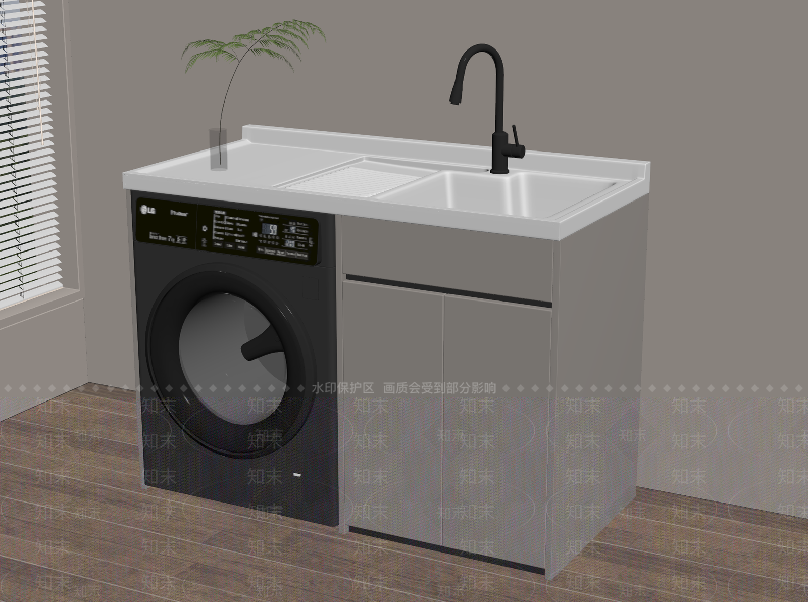 现代洗衣机柜SU模型下载【ID:1187716812】