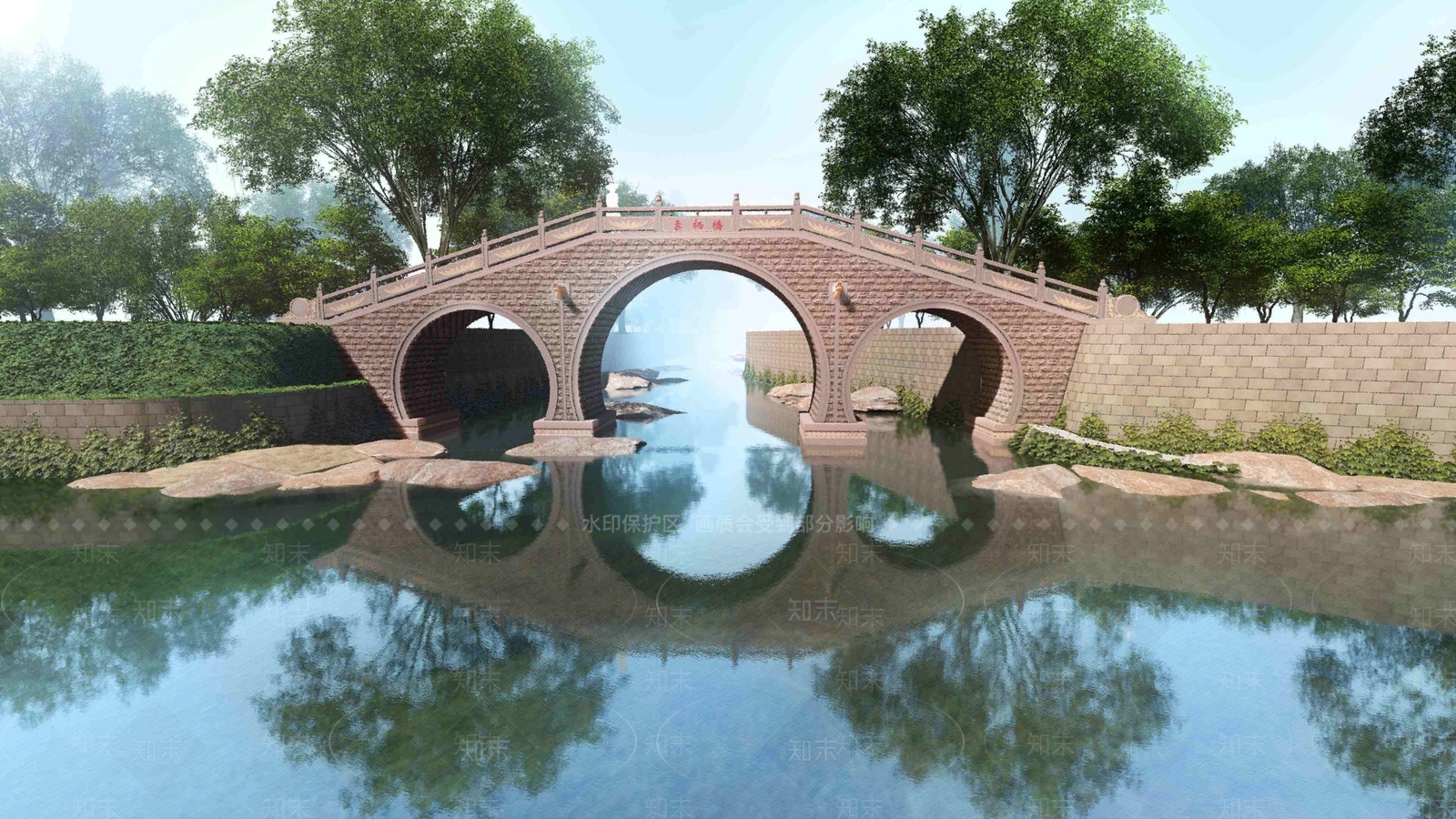 中式景观桥SU模型下载【ID:1187717764】