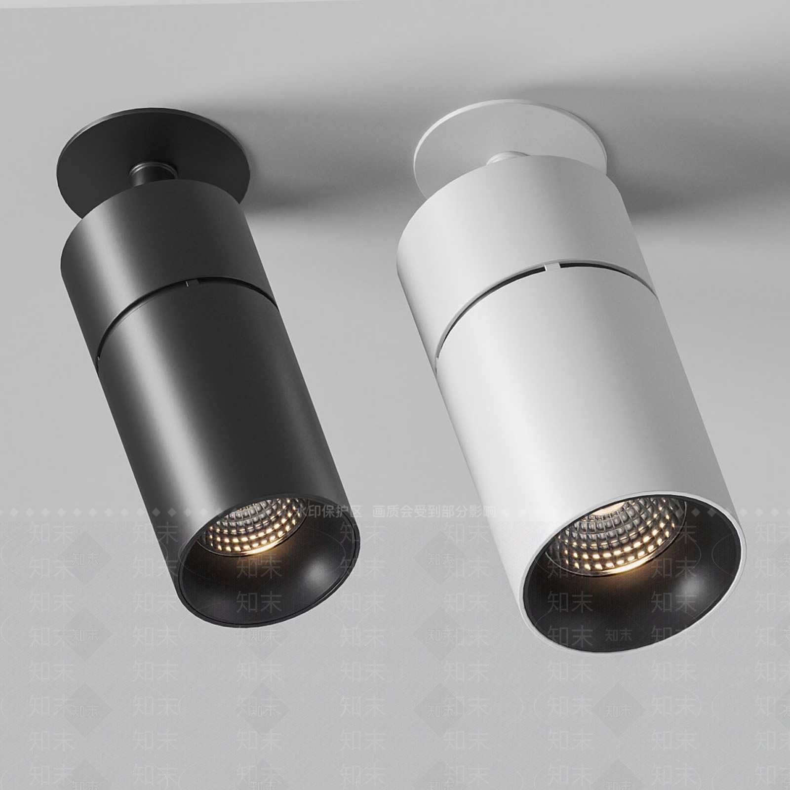 现代极简筒灯射灯组合3D模型下载【ID:1187719396】