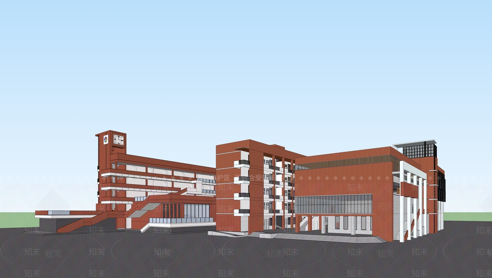 现代学校建筑SU模型下载【ID:1187722274】
