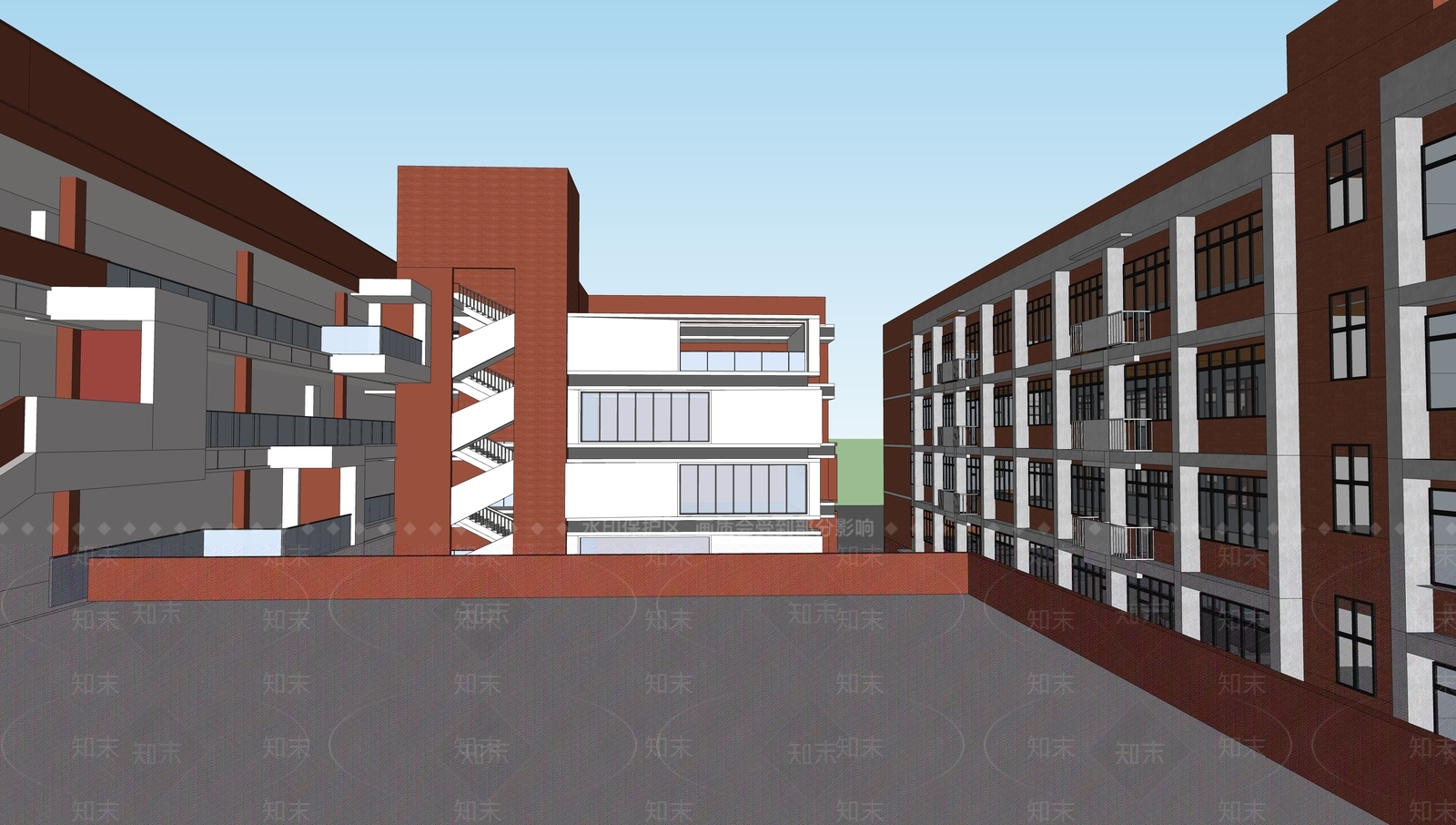 现代学校建筑SU模型下载【ID:1187722274】