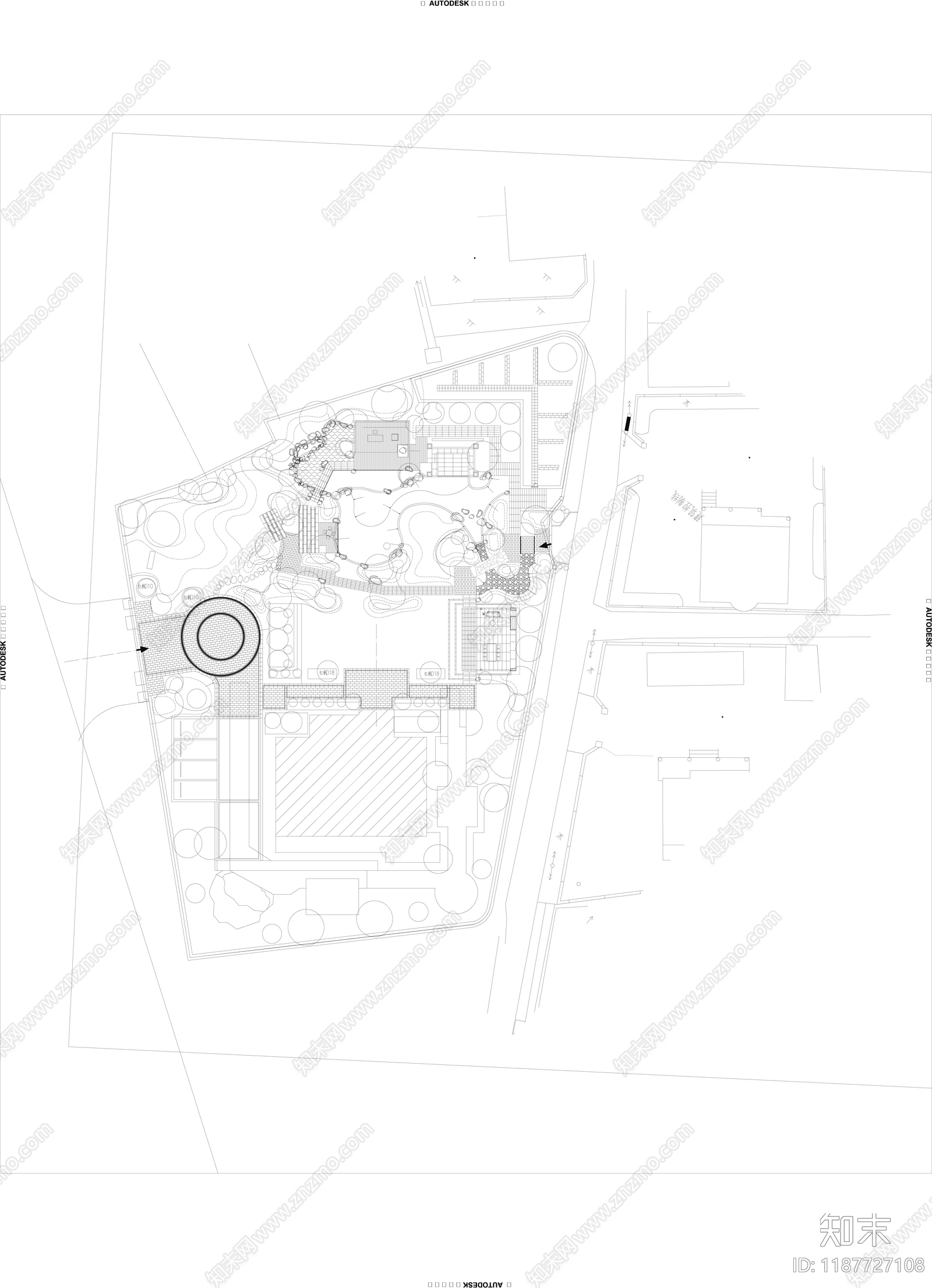 新中式现代庭院施工图下载【ID:1187727108】