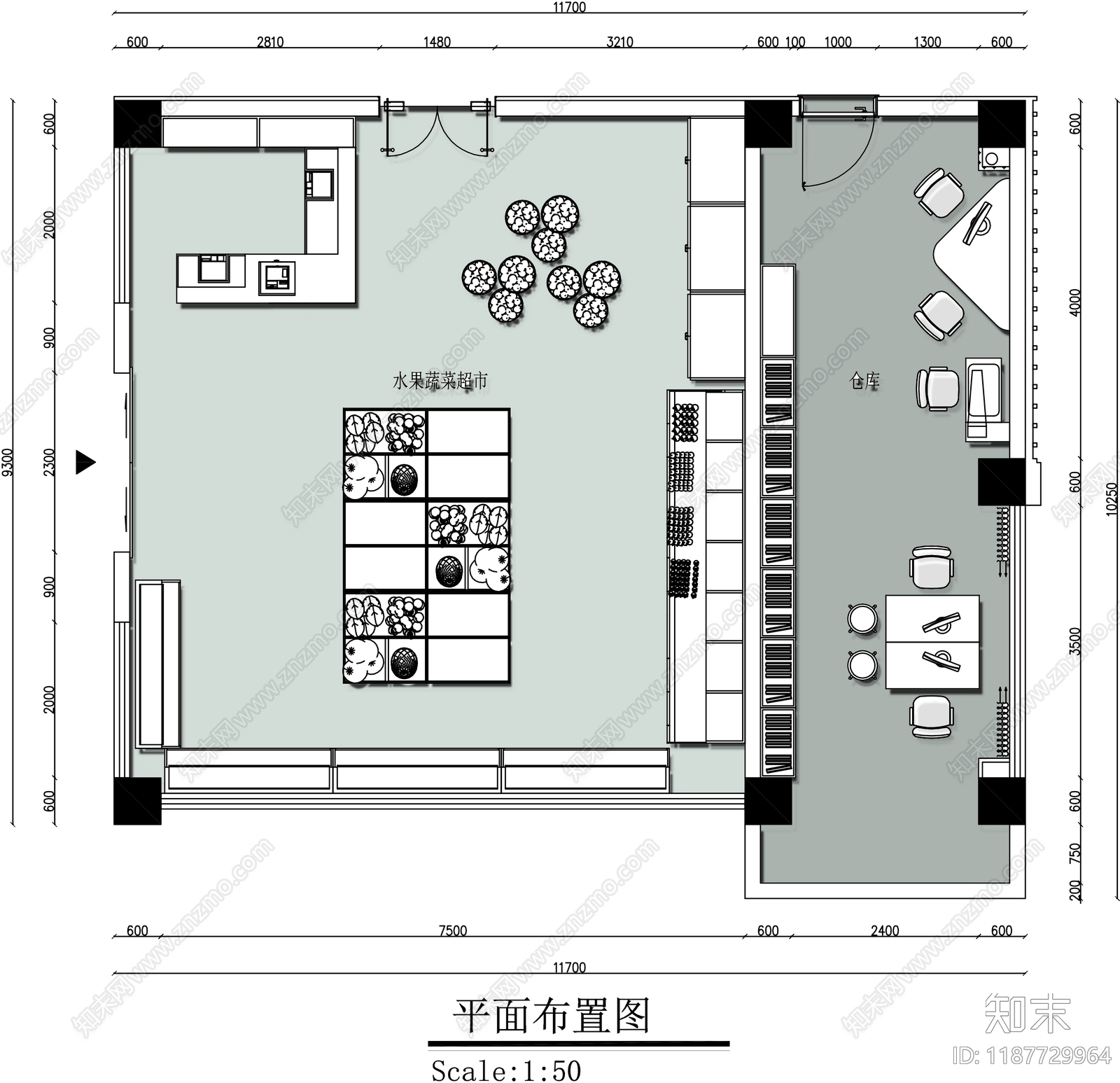 现代超市施工图下载【ID:1187729964】