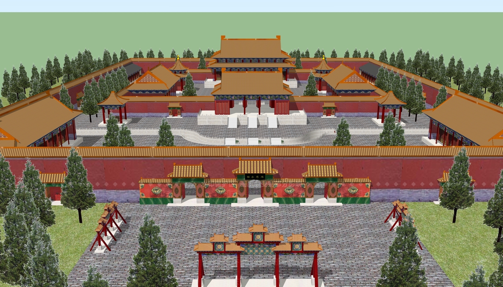 中式古建筑SU模型下载【ID:1187743634】