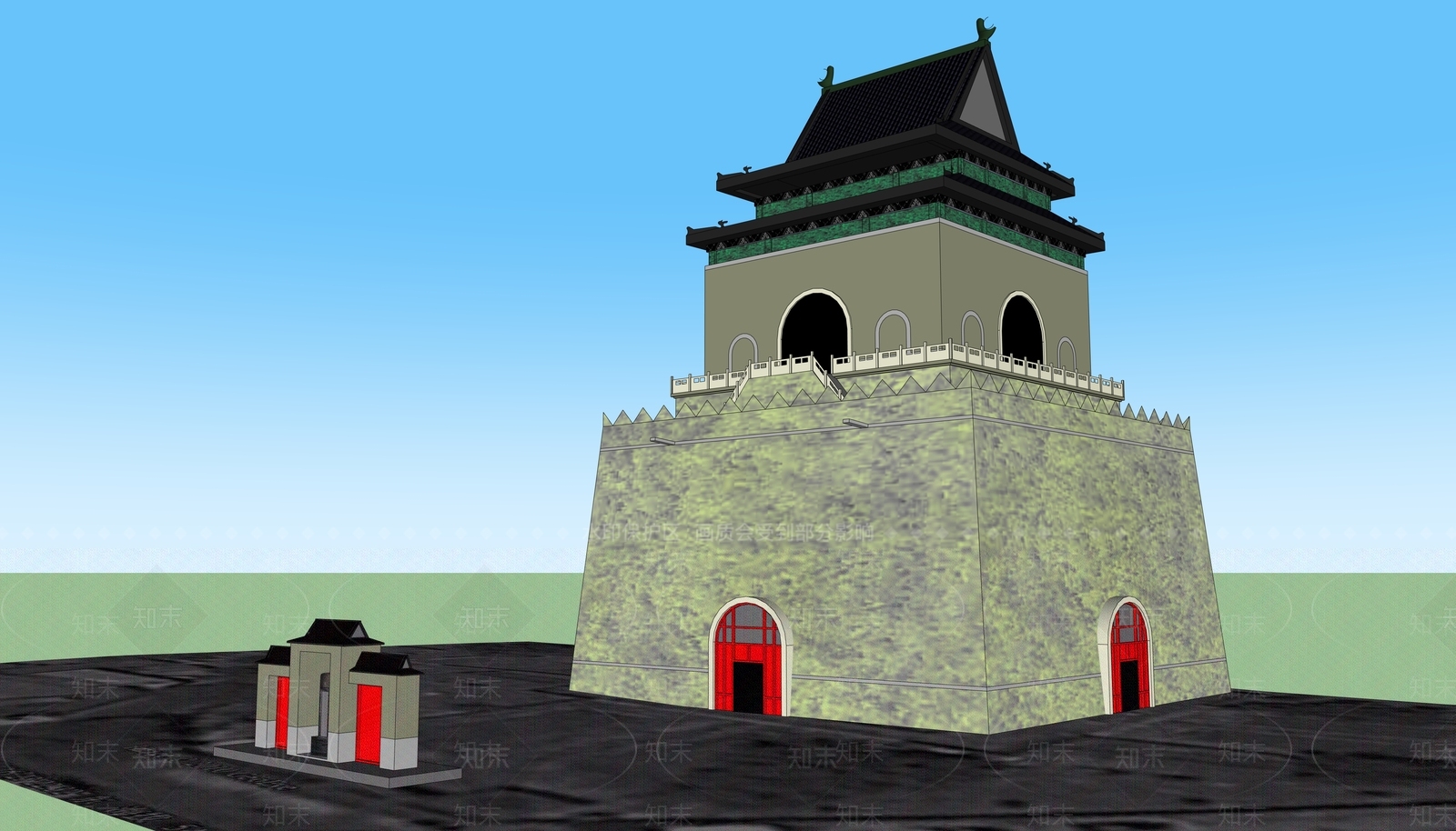 中式古建筑SU模型下载【ID:1187743938】