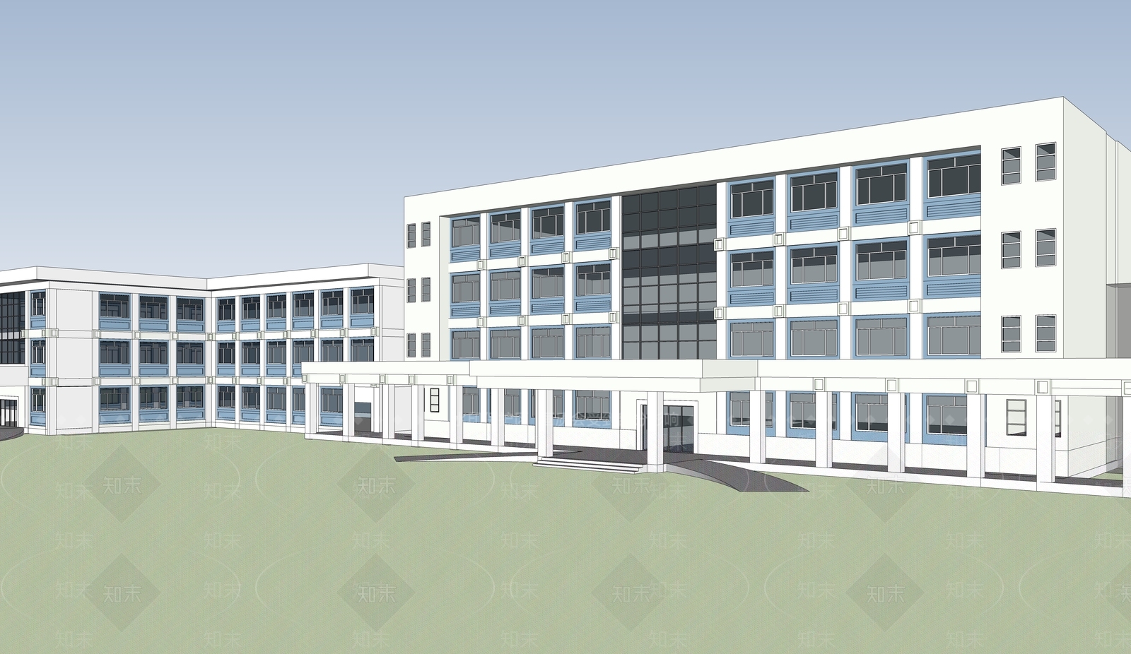 现代医院建筑SU模型下载【ID:1187747231】