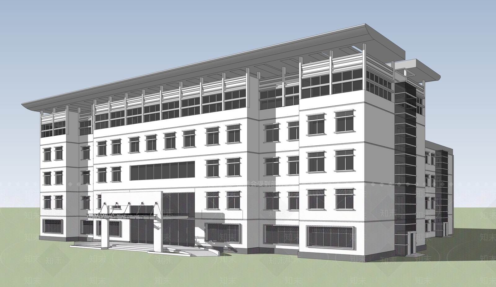现代医院建筑SU模型下载【ID:1187747906】