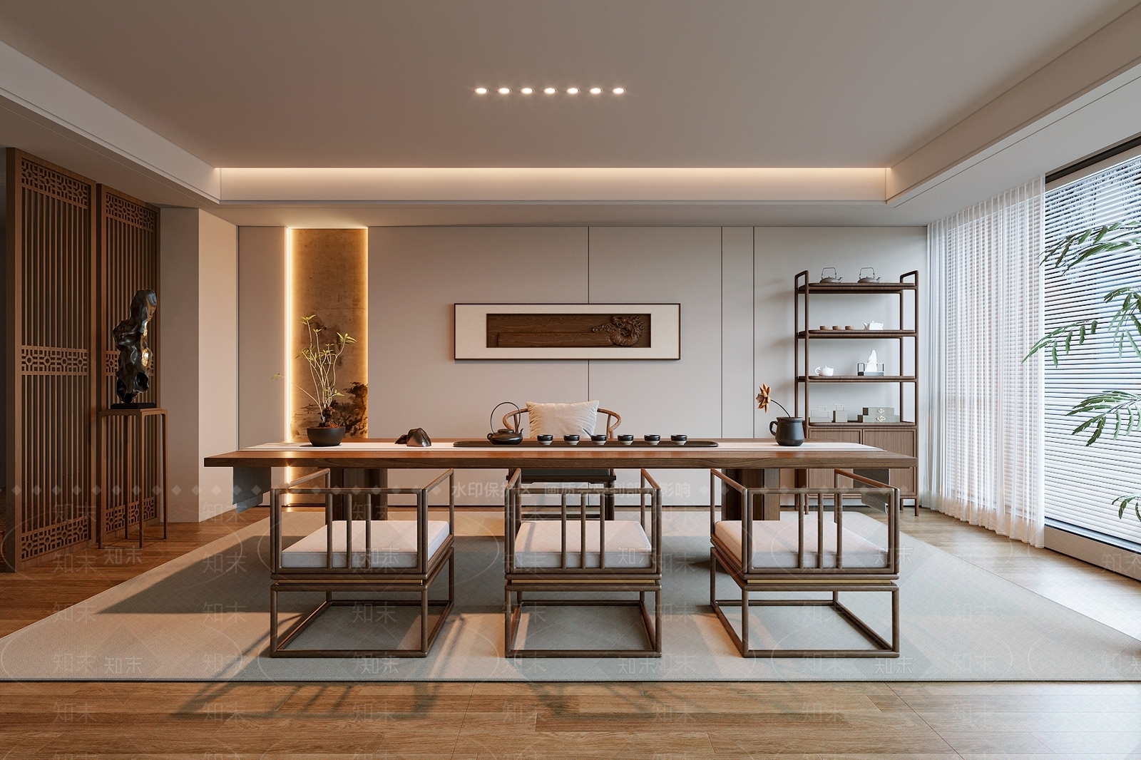 新中式禅意茶室3D模型下载【ID:1187748699】