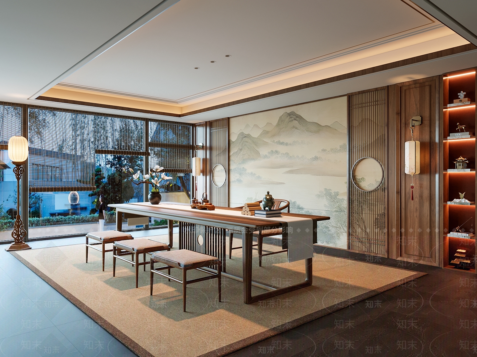 新中式禅意茶室3D模型下载【ID:1187748898】