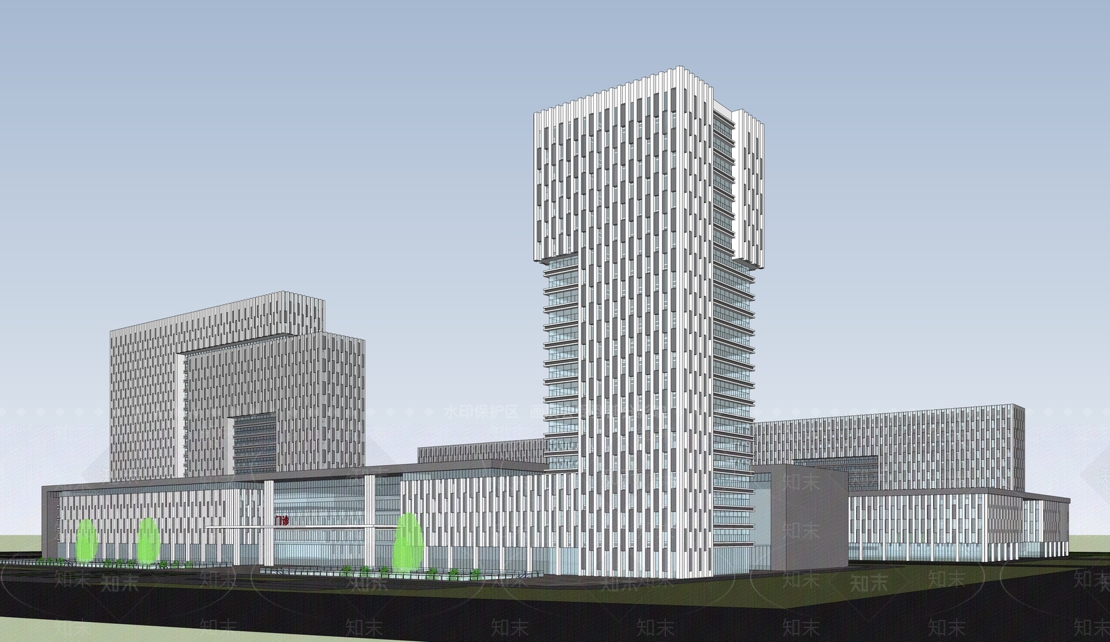 现代医院建筑SU模型下载【ID:1187748908】