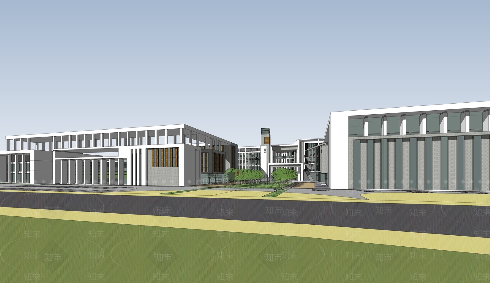 现代学校建筑SU模型下载【ID:1187749380】
