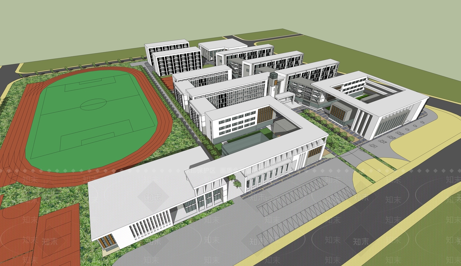 现代学校建筑SU模型下载【ID:1187749380】