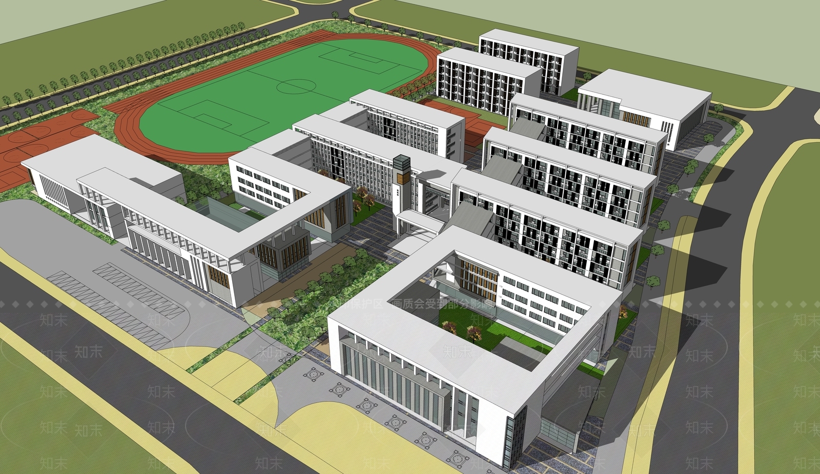 现代学校建筑SU模型下载【ID:1187749380】