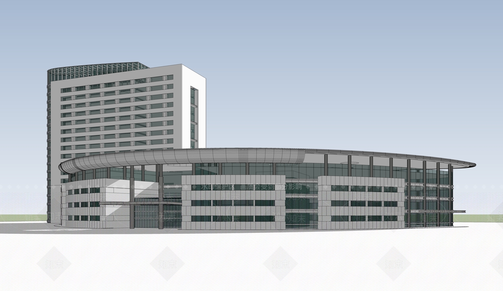 现代医院建筑SU模型下载【ID:1187750253】