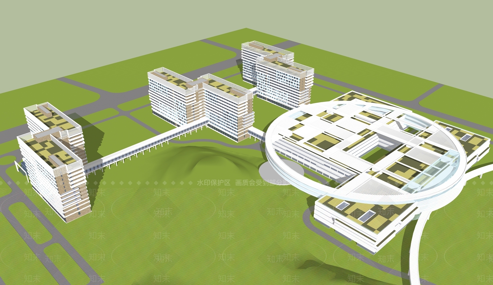 现代医院建筑SU模型下载【ID:1187751640】