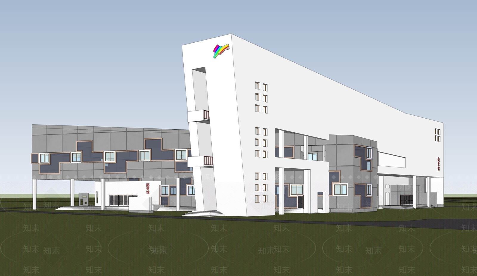 现代展览馆建筑SU模型下载【ID:1187751728】