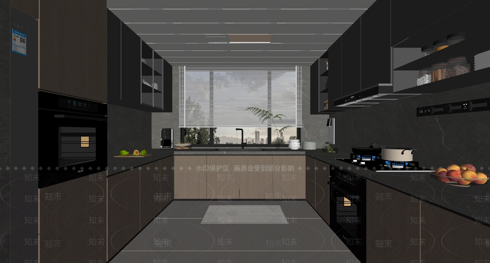 现代意式封闭式厨房SU模型下载【ID:1187751953】