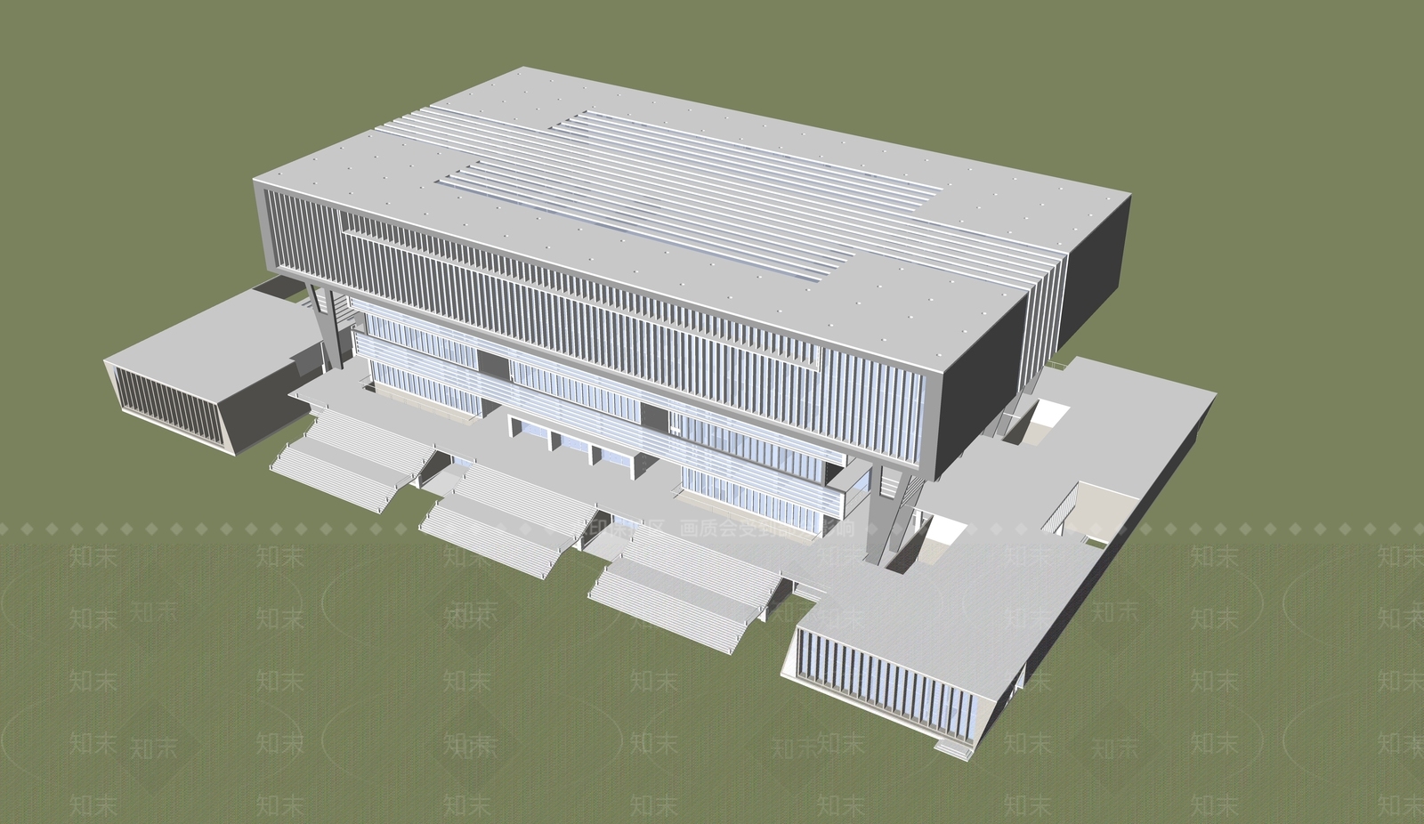现代展览馆建筑SU模型下载【ID:1187752220】