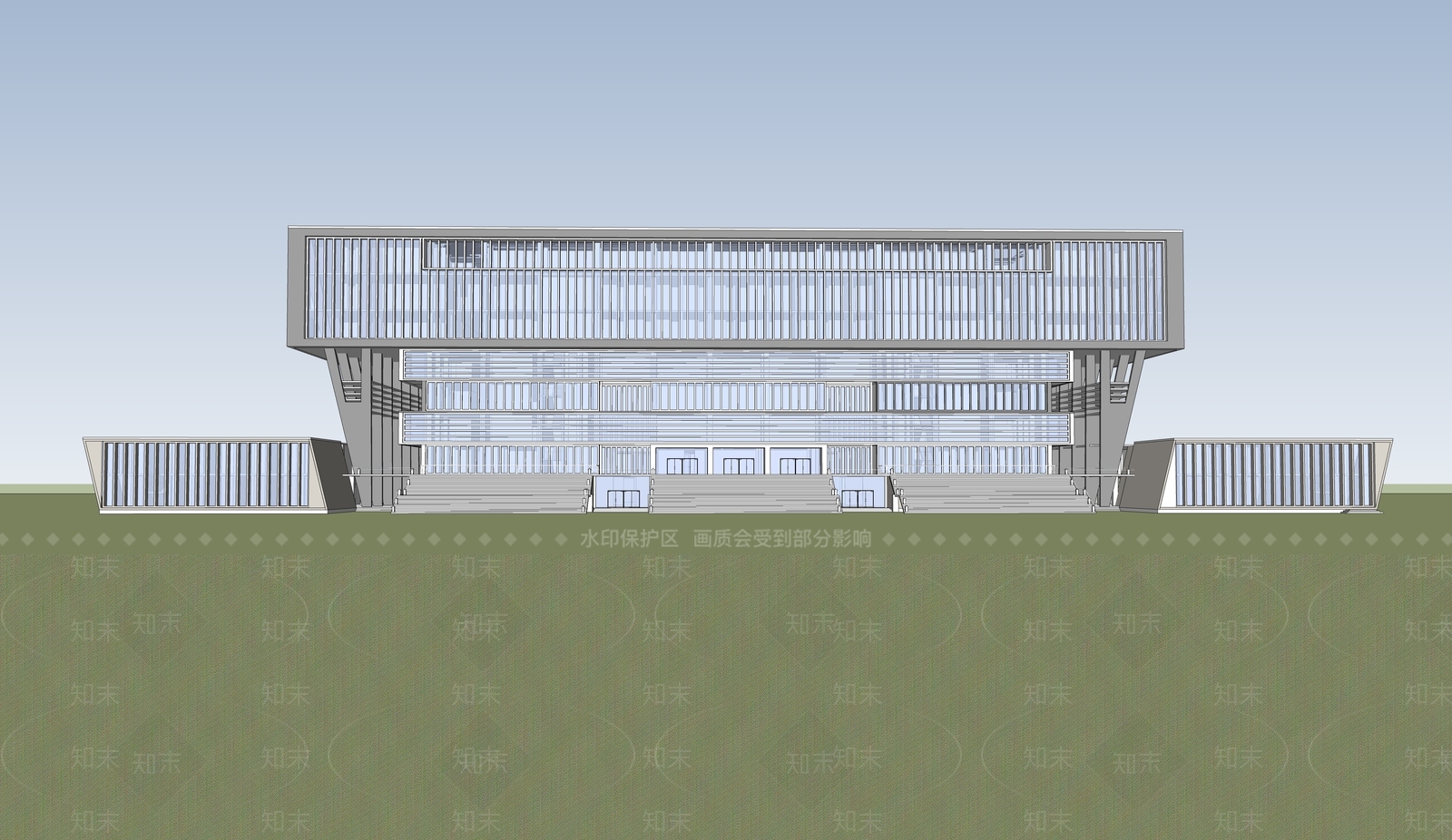 现代展览馆建筑SU模型下载【ID:1187752220】