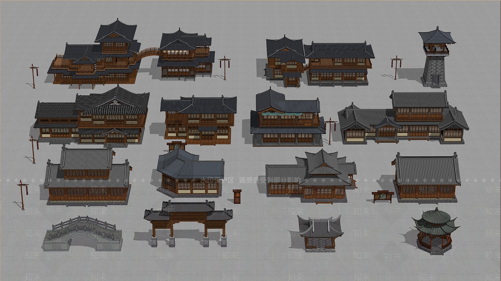 中式古建筑SU模型下载【ID:1187753439】