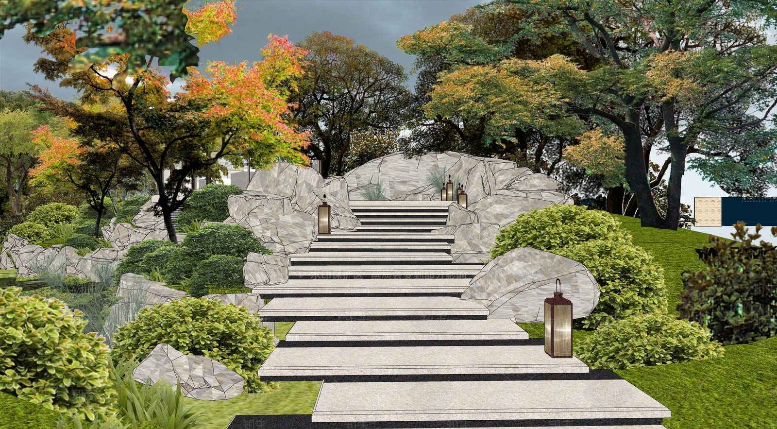 新中式假山SU模型下载【ID:1187753372】