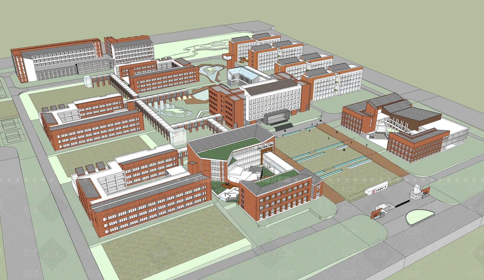 现代学校建筑SU模型下载【ID:1187754849】